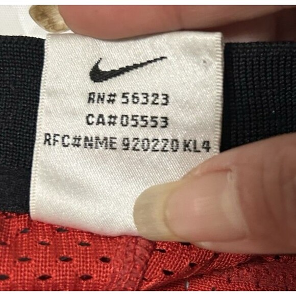 Vintage 90s Nike Fit Mens Shirt Red Mesh Swoosh Warmup Short Sleeves White Tag M - Picture 9 of 9